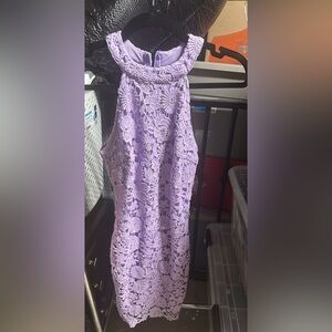 Chic Lavender Lace Backless Dress